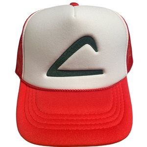 Youth Size - Pokémon Ash Ketchum Halloween Red and White Mesh Trucker Cap - kids